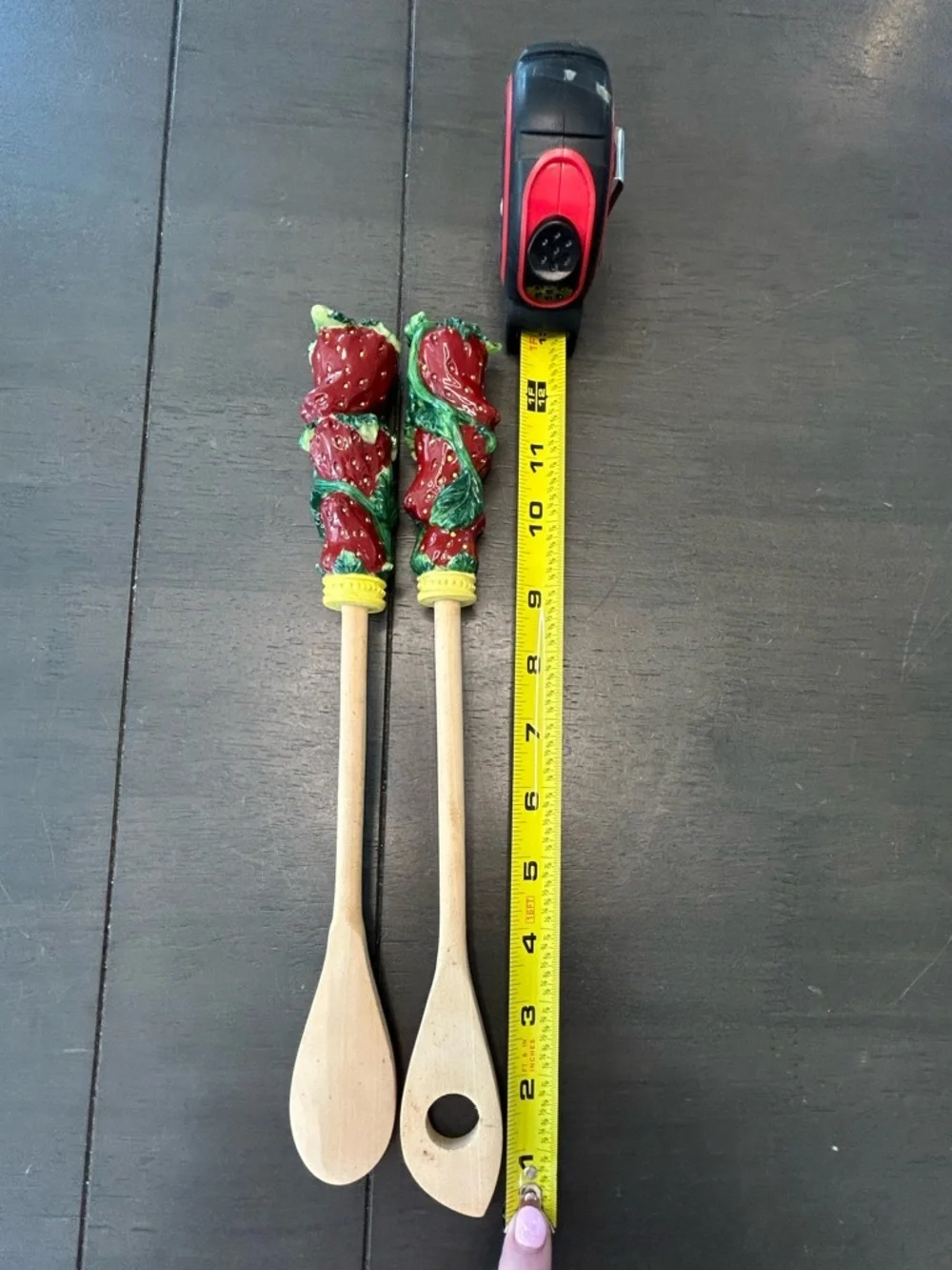 VTG Strawberry Salad Servers Wooden Spoon Fork Set Summer Cottagecore Decor